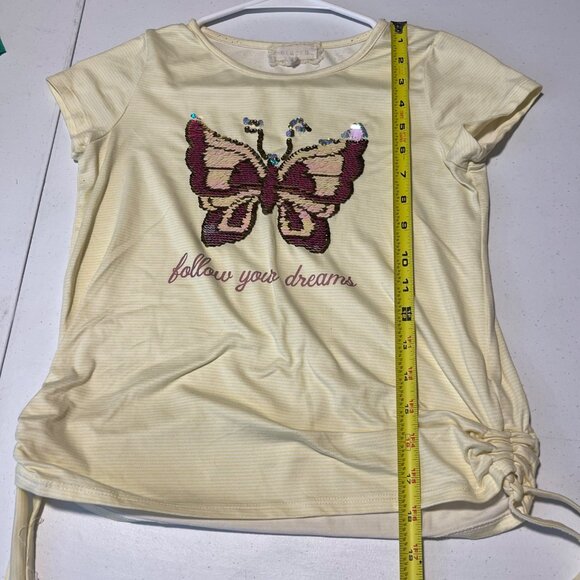 Btween Embellished Butterfly Graphic Tee With Drawstring Detail Size 10 - Picture 7 of 7